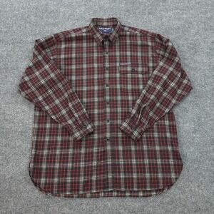 Polo Sport Shirt Mens‎ Large Red Plaid Wool Blend Flannel Outdoors Ralph Lauren